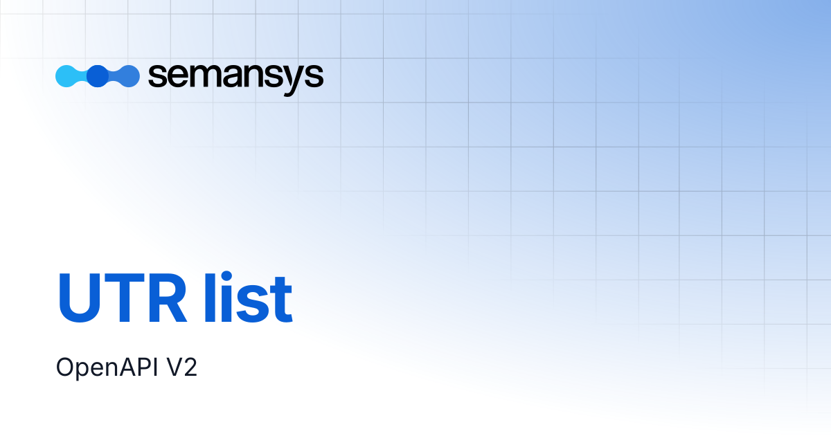 UTR list | Semansys Technologies BV | API documentation
